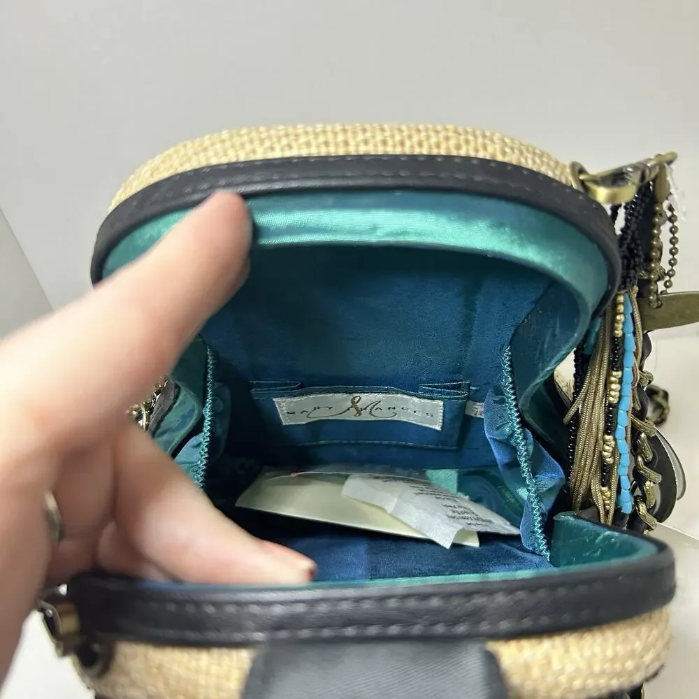 Mary Frances Unplugged Cream Woven and NWT Turquoise Beaded Guitar Bag *RARE - Picture 16 of 16